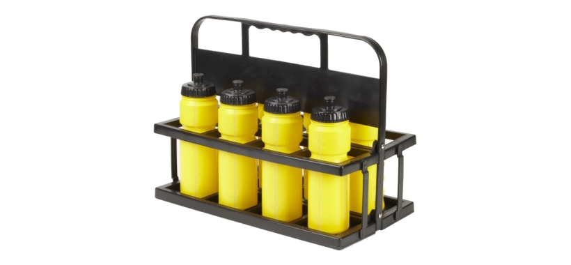 8 Water Bottles & Collapsible Plastic Carrier